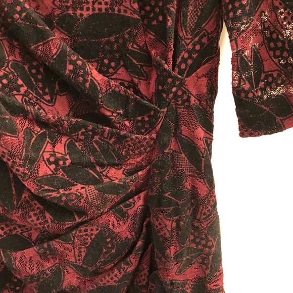MAEVE BURGUNDY BLACK LACE DRESS ANTHROPOLOGIE - Picture 7 of 12